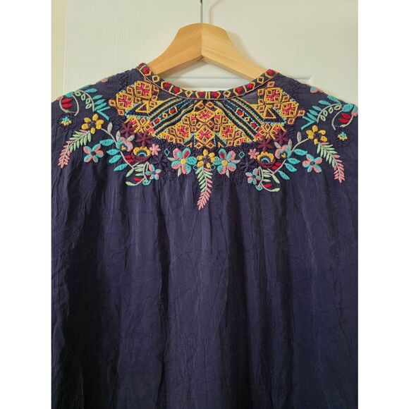 Johnny Was Sheesoh embroidered blouse in blue Sz XL - Picture 8 of 8